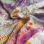100% Silk Japanese Lightweight Daisy Rainbow Earthy Silk Fabric by the Yard - Luxury Material for Sewing, Dressmaking, and Crafts - View 2