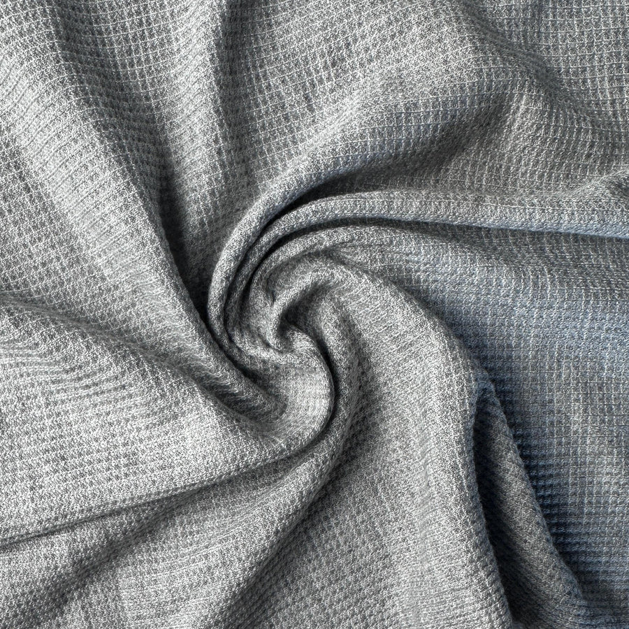 Cotton Baby Thermal Fabric – Gray 9 oz | Soft Waffle Knit 5% Spandex by the Yard