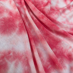 BubbleGum Pink & White Tie Dye Spandex Lycra Jersey Knit Fabric By the Yard 64″ - View 2