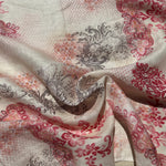 100% Lightweight Linen Voile Cream, Red Japanese Patterned Floral by the Yard - Fabric for Sewing, Crafts, and Dressmaking. - View 3