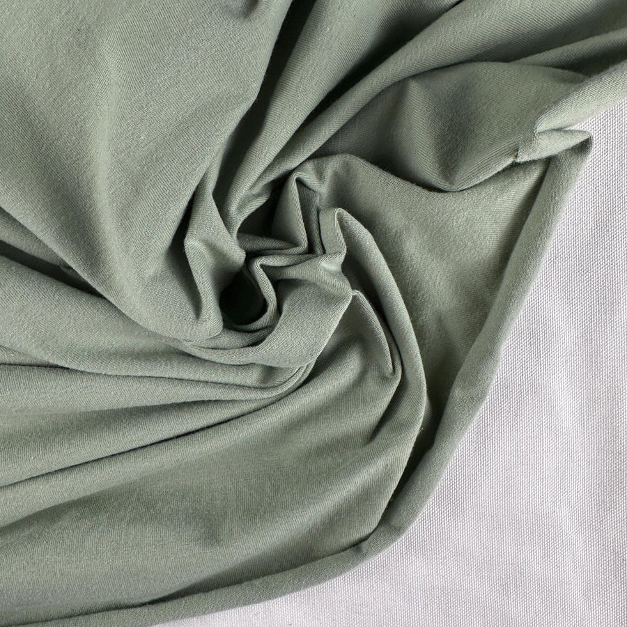 Sage Green Cotton Jersey Spandex 10 oz Medium Weight Eco-Friendly Sustainable Fabric By the Yard