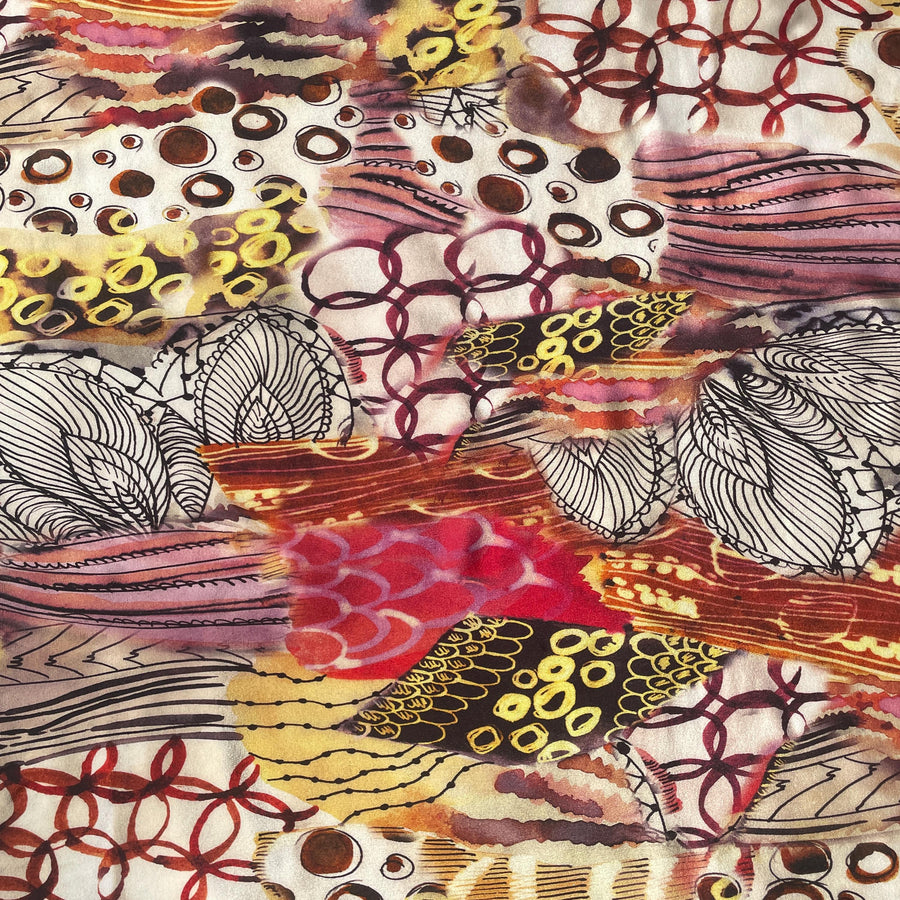 100% Silk Lightweight Japanese Jewelry Patterned Chiffon Fabric by the Yard - Soft and Breathable Fabric for Sewing, Crafts, and Dressmaking