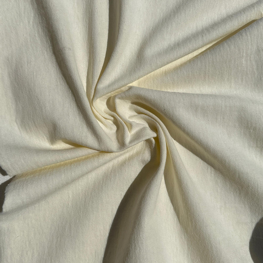 100% Cotton Jersey Cream Knit Medium-Heavy Weight Eco-Friendly Fabric By The Yard 60″