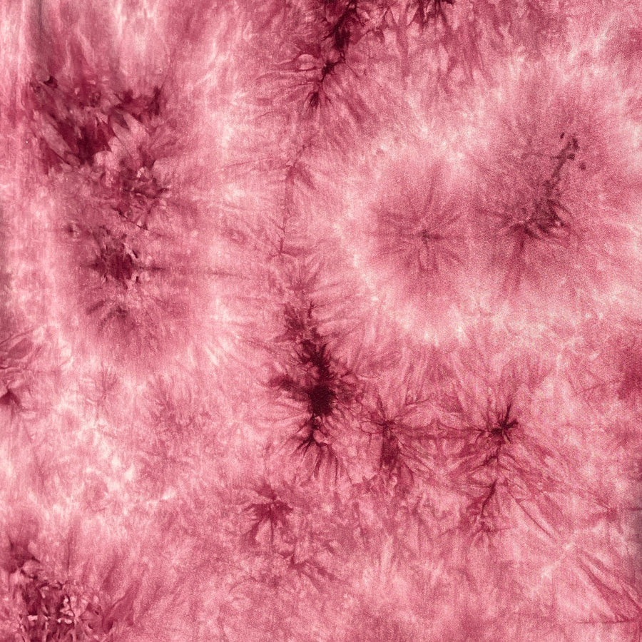Bamboo Spandex Jersey Knit Burgundy Red & White Cloud Tie Dye Splash 60″ Eco-Friendly Sustainable Fabric By The Yard