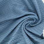 Blue Brushed Waffle Thermal Fabric – Air Force Blue 9 oz | Soft Waffle Knit 5% Spandex by the Yard - View 2