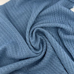 Blue Brushed Waffle Thermal Fabric – Air Force Blue 9 oz | Soft Waffle Knit 5% Spandex by the Yard - View 3