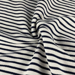 Cotton Fleece Striped White and Black | 15 Oz/340 GSM French Terry Sweatshirt Fabric By The Yard - View 3