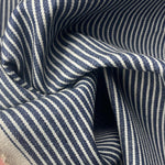 100% Cotton Denim Indigo Blue Railroad Striped Pattern Fabric By The Yard - View 3