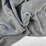 Cotton Brushed Thermal Fabric – Navy Blue 9 oz | Soft Waffle Knit 5% Spandex by the Yard - View 3