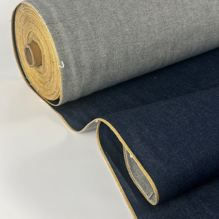 14 oz Slub Indigo Selvedge Denim with Gold ID | By the Yard |