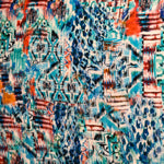 100% Silk Japanese Lightweight Blue Abstract Geometric Pattern Silk Fabric by the Yard - Luxury Material for Sewing, Dressmaking, and Crafts - View 2