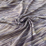 Gray, Yellow, & Purple Striped 100% Bamboo Dyed Knit Fabric By the Yard 66″ - View 2
