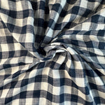 Checkered Cotton Double Gauze Blue and White Fabric by the Yard – Soft, Breathable, Lightweight, Perfect for Apparel & DIY Projects - View 2