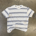 T-shirt sewn from navy stripe cotton slub jersey, example of what you can make
