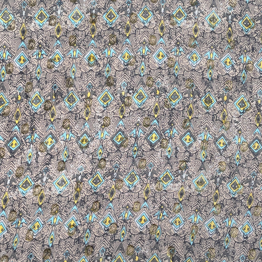 100% Japanese Patterened Beige Abstract Lightweight Silk Fabric by the Yard - Luxury Material for Sewing, Dressmaking, and Crafts