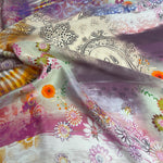 100% Silk Japanese Lightweight Daisy Rainbow Earthy Silk Fabric by the Yard - Luxury Material for Sewing, Dressmaking, and Crafts - View 3