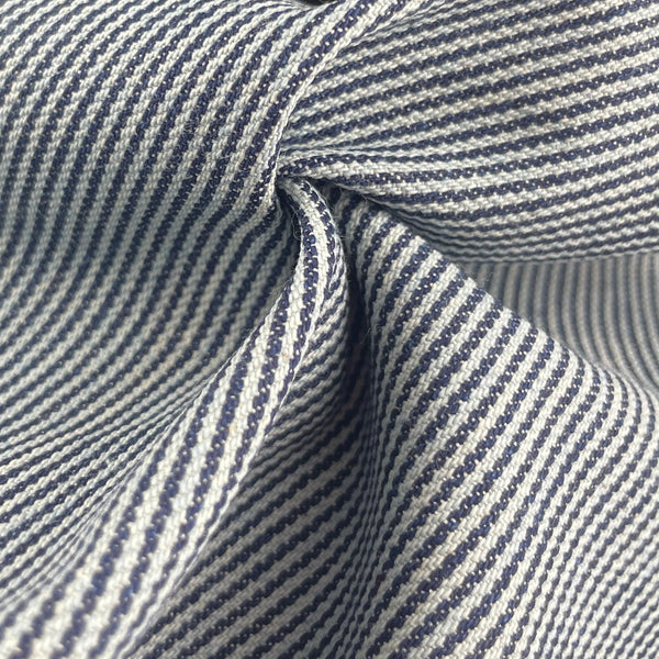 100% Cotton Denim Indigo Blue Railroad Striped Pattern Fabric By The Yard