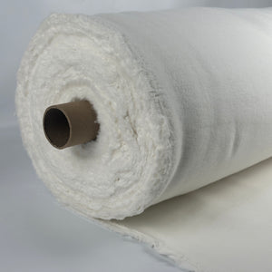Roll of heavyweight cotton fleece, PFD natural white, brushed back