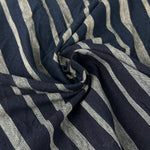 Indigo pinstripe band jersey, close-up
