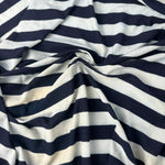 Indigo wide block stripe jersey, close-up