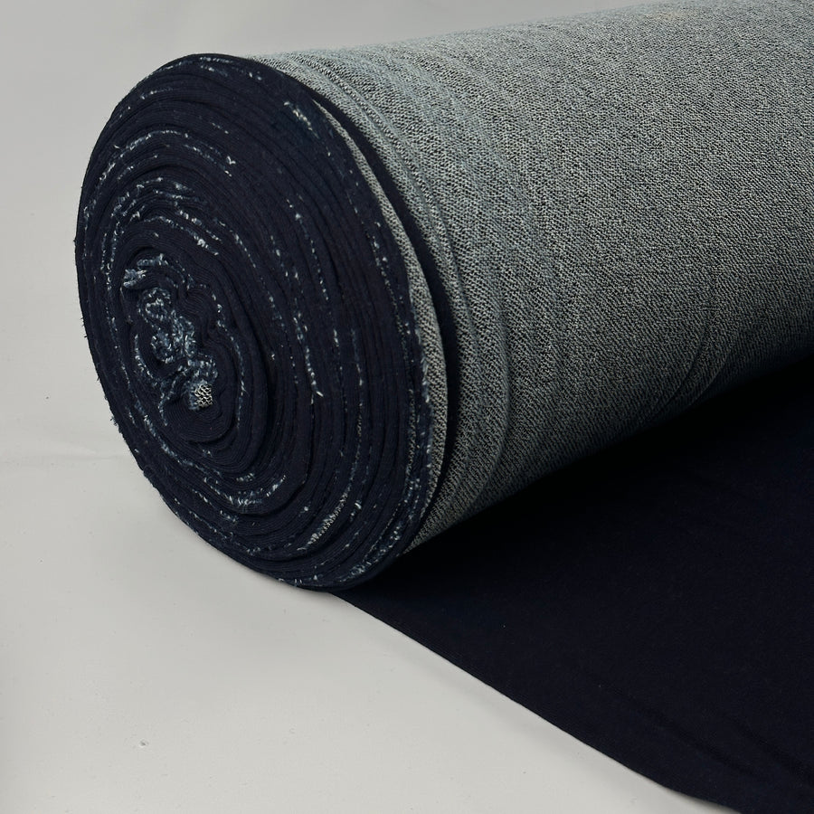 Unwashed dark indigo Tencel French terry roll