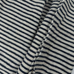 Navy and cream striped lightweight French terry fabric
