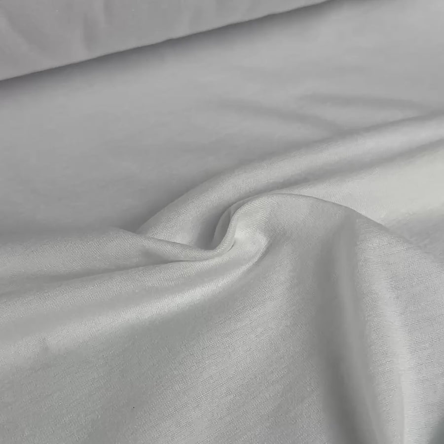 Recycled cotton jersey 210 GSM white, stretch and drape