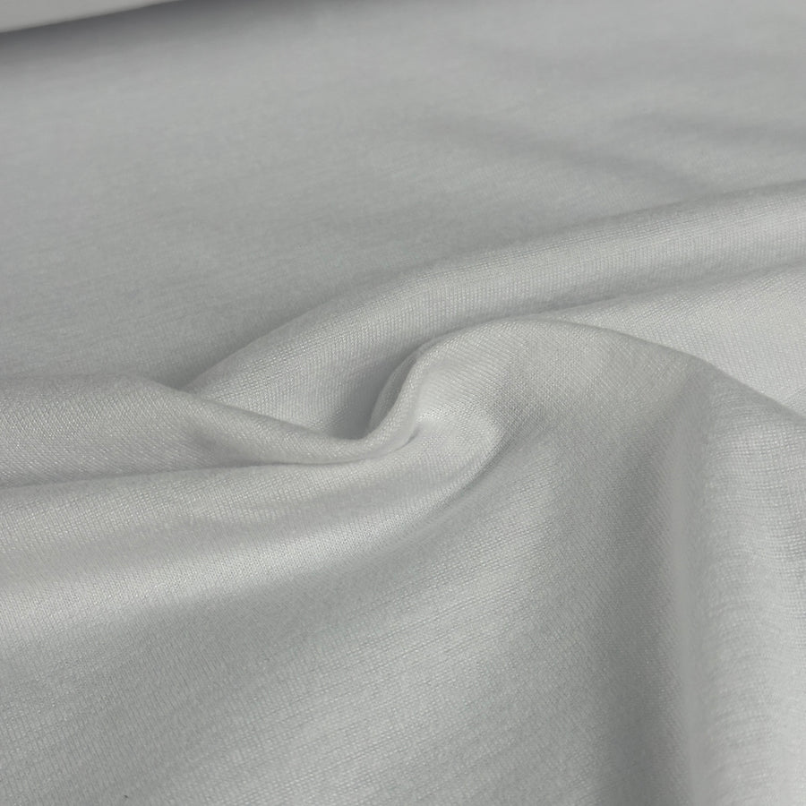 White recycled cotton jersey knit fabric, 210 GSM