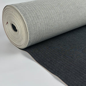 Indigo herringbone selvedge denim roll, ecru back